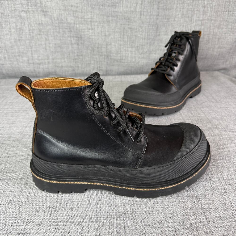 Birkenstock Stalon High Black Leather Chunky Lug Sole Ankle Boots